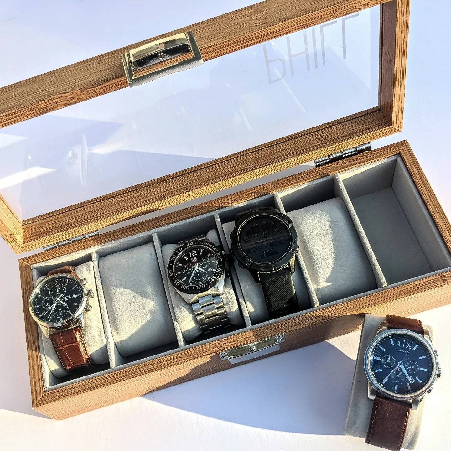 Personalised Wooden Watch Box | Luxe Line | Luxury Watch Storage | Modern Storage | Gifts for Men | Brother Dad Husband Boyfriend Son Gift
