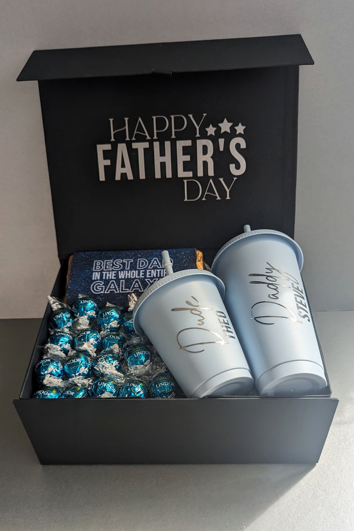 Personalised Mini Me Gift Box | Daddy and Mini Cold Cup Set | Dad Hamper Present | Dad and Little Dude | Christmas Gift Box