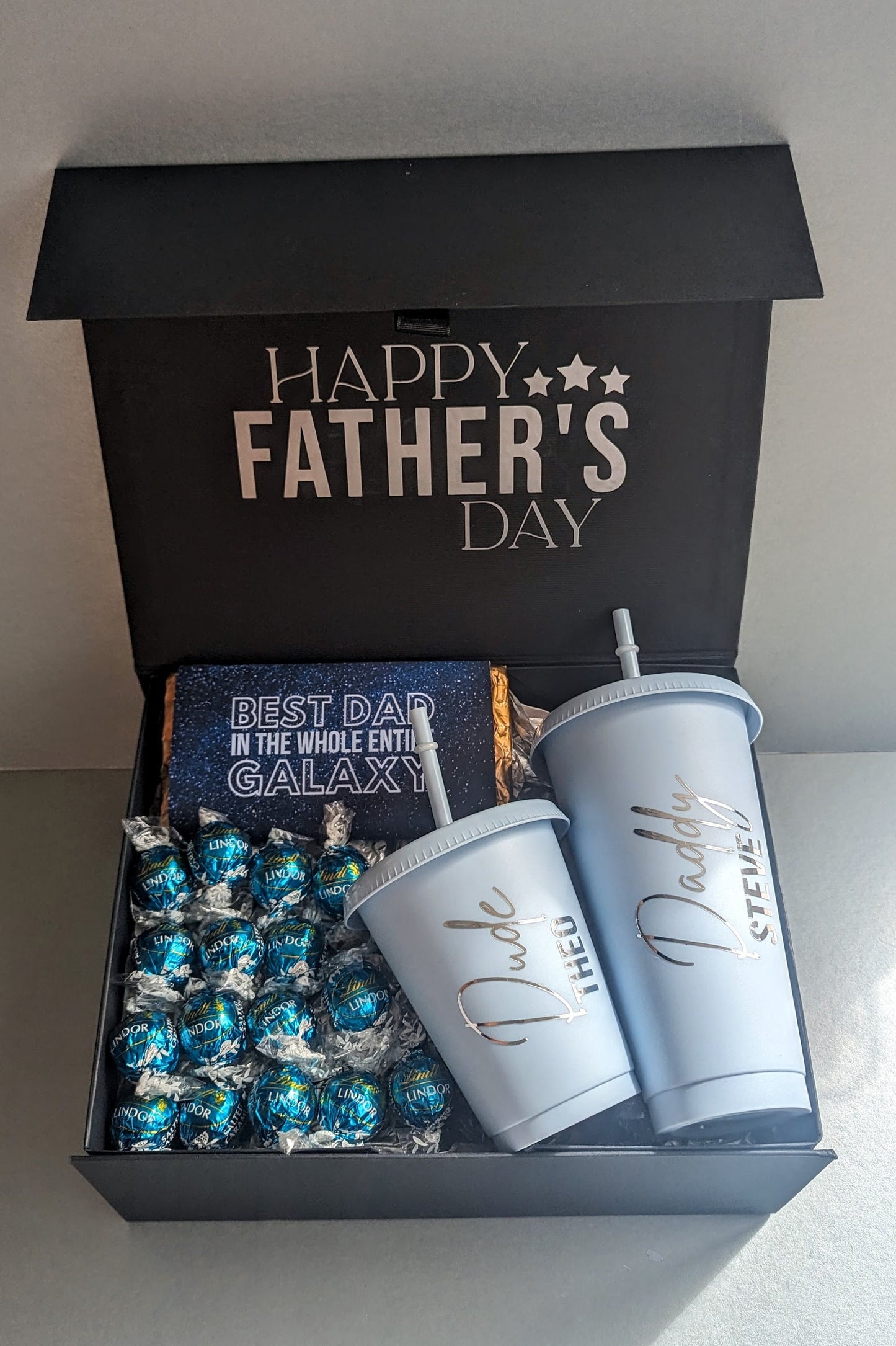 Personalised Mini Me Gift Box | Daddy and Mini Cold Cup Set | Dad Hamper Present | Dad and Little Dude | Christmas Gift Box