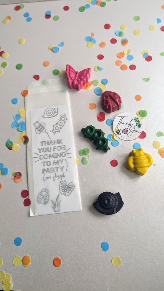 Personalised Crayon Party Favours | Bug Theme Party | Party Bag Filler | Infant / Child Gift | Child Gift | Any Theme | Kids Party