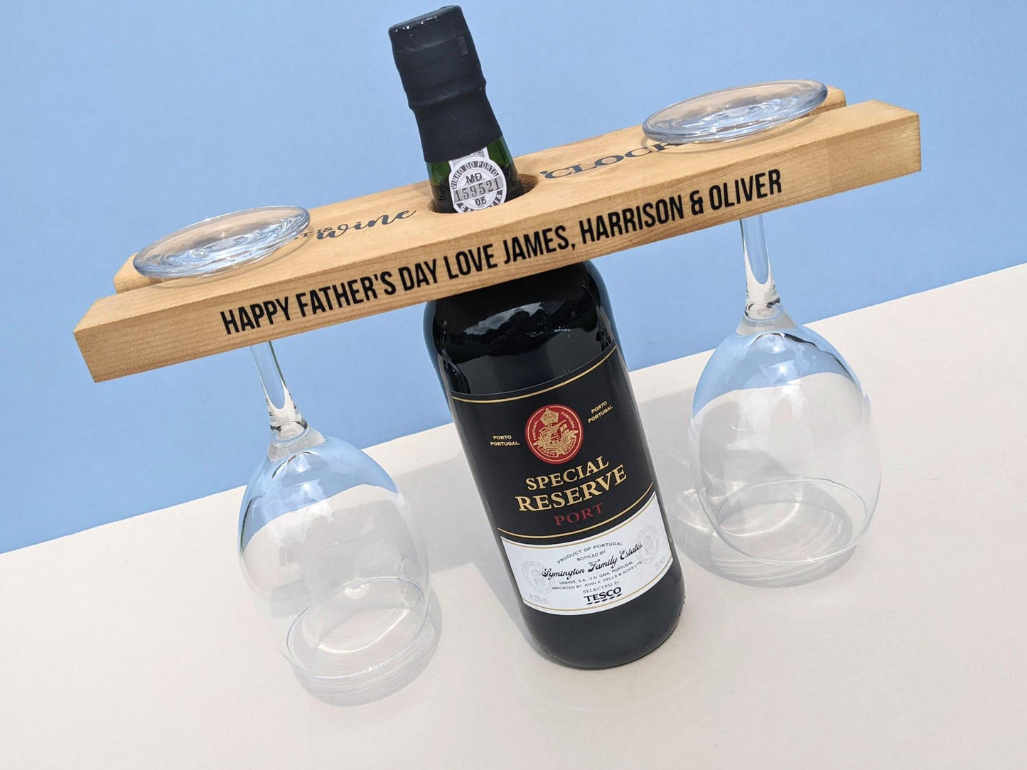 Personalised Wooden Wine Butler | Wine Holder | Personalised Wine Gift | 5 year Wedding Anniversary| Wood Anniversary | Married Couple Gift