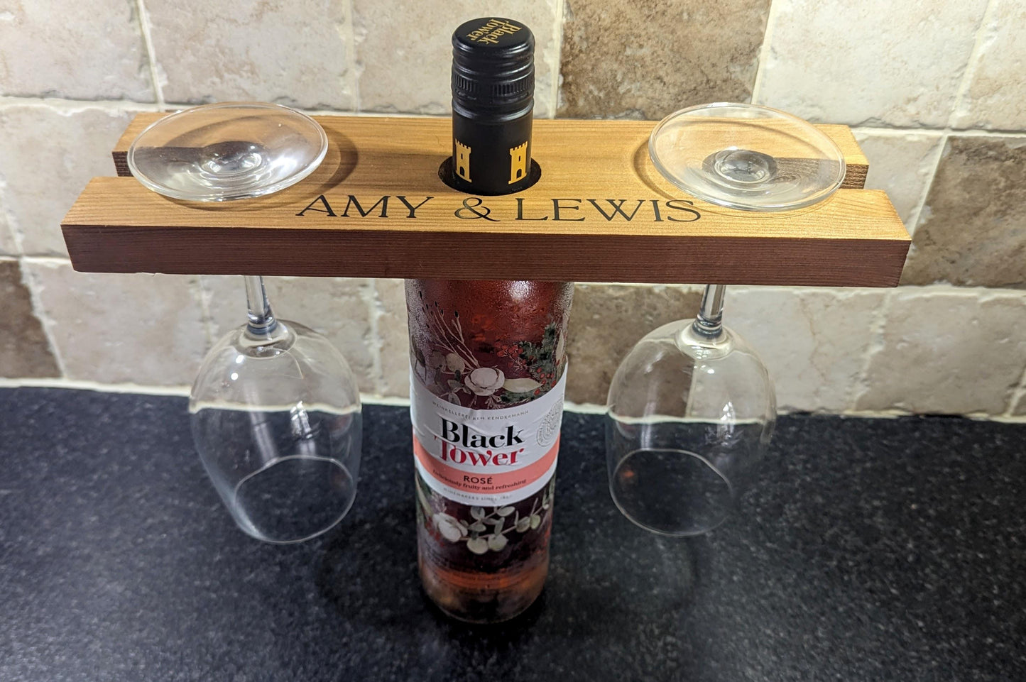 Personalised Wooden Wine Butler | Wine Holder | Personalised Wine Gift | 5 year Wedding Anniversary| Wood Anniversary | Married Couple Gift