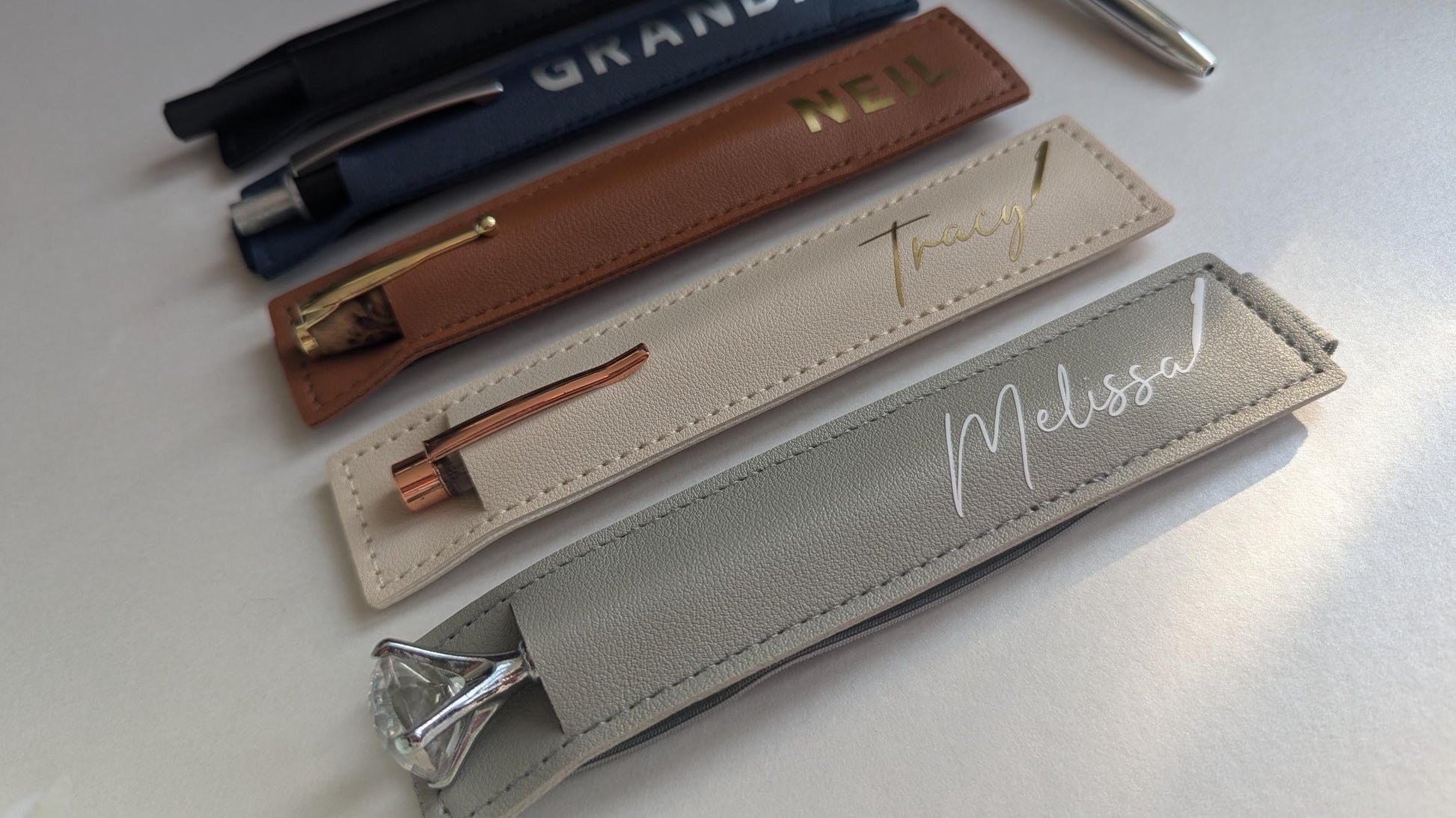 Personalised Pen Sleeve Faux Leather Pen Holder Stylus Holder Stationery Lover Adult Stocking Stuffer Gift Office Secret Santa