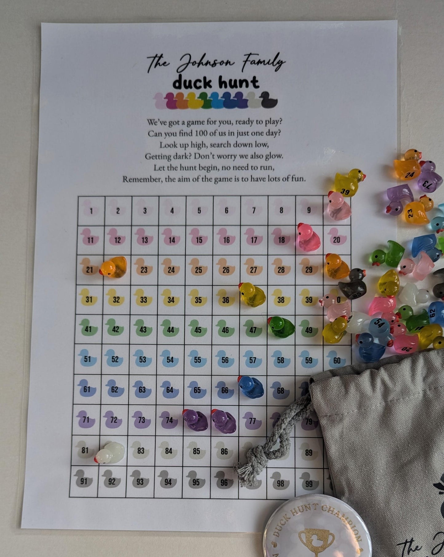 Personalised Duck Hunt Party Game | Stocking Stuffer Gift | Family Game | Hide the Ducks | 100 Duck Challenge | Birthday Game