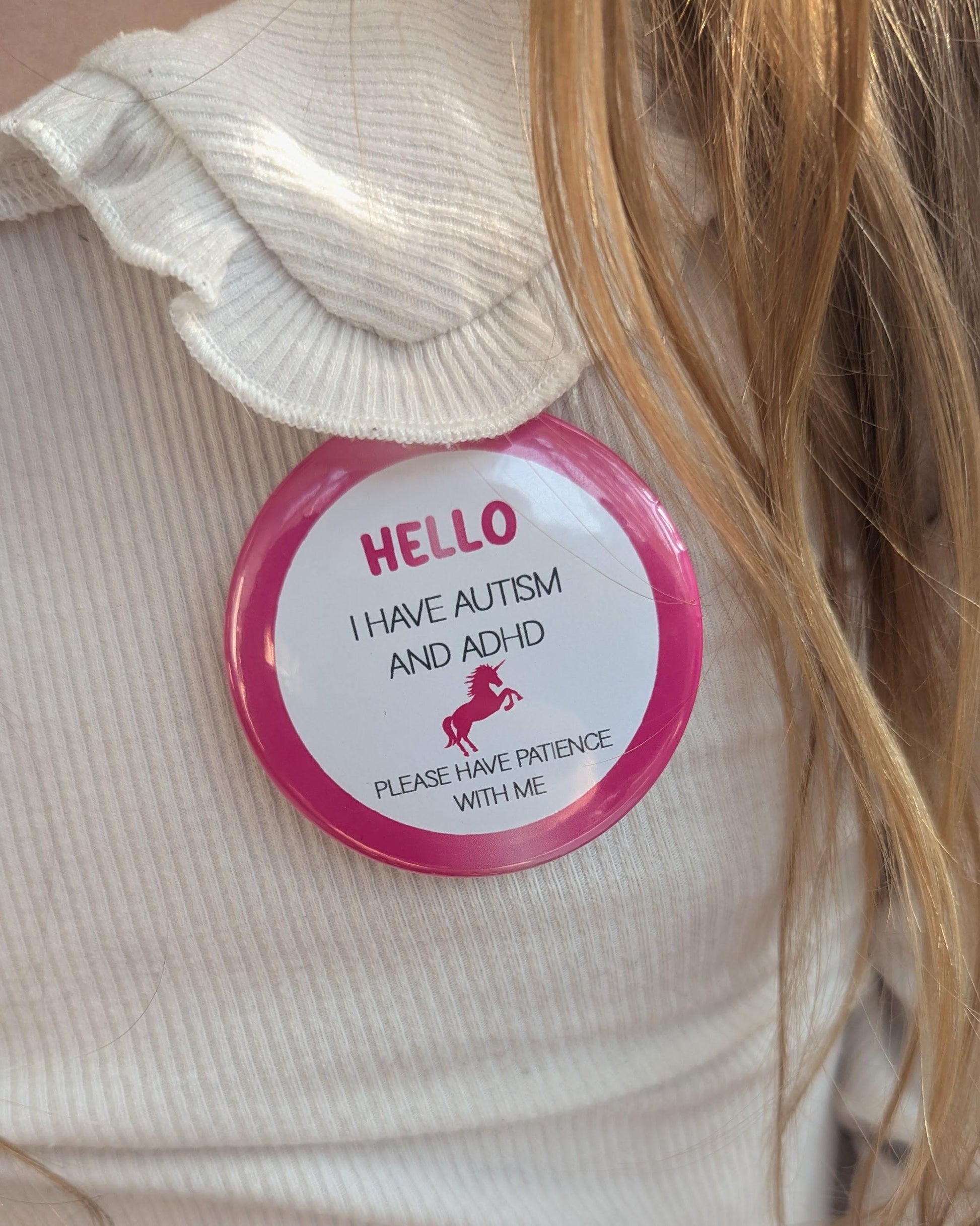 Personalised Autism Badge | SEN Badge | Autism ADHRButton Badge | Deaf, hearing impaired, diabetic, disability badge | Medical Alert Pin