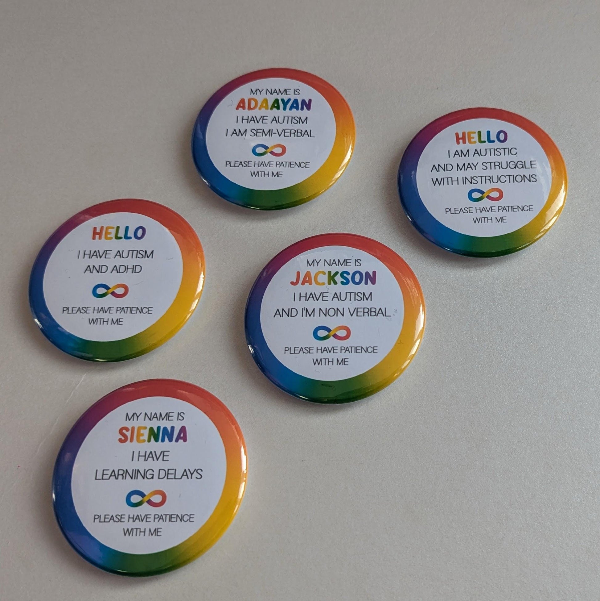 Personalised Autism Badge | SEN Badge | Autism ADHRButton Badge | Deaf, hearing impaired, diabetic, disability badge | Medical Alert Pin