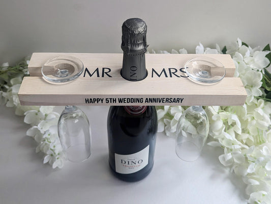 Personalised Wooden Wine Butler | Wine Holder | Personalised Wine Gift | 5 year Wedding Anniversary| Wood Anniversary | Married Couple Gift
