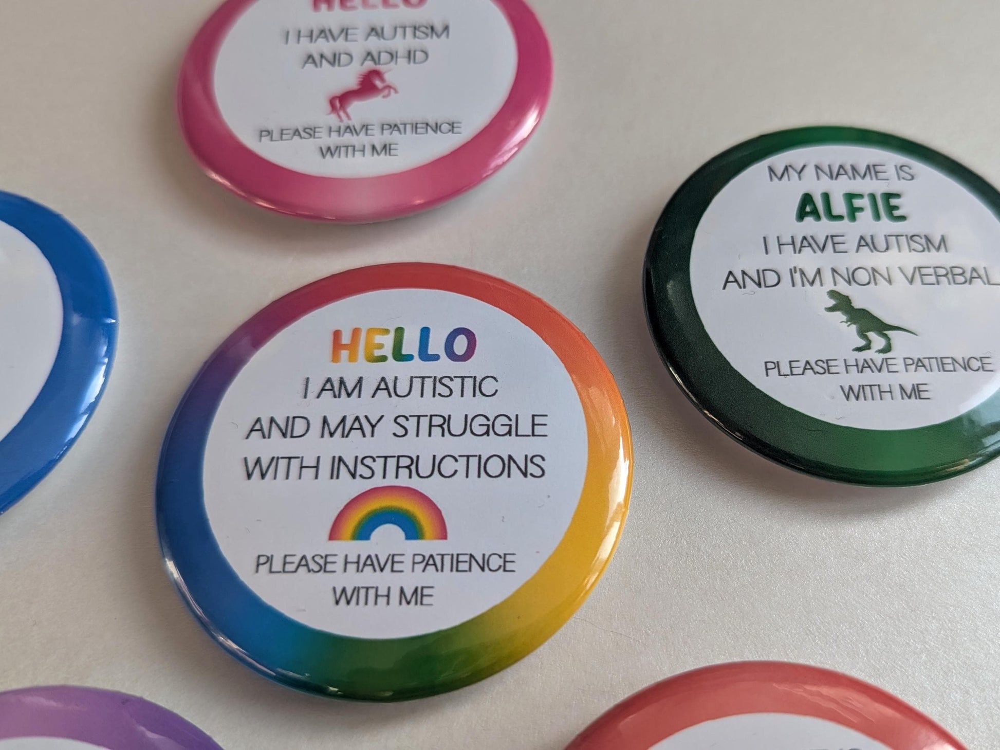 Personalised Autism Badge | SEN Badge | Autism ADHRButton Badge | Deaf, hearing impaired, diabetic, disability badge | Medical Alert Pin
