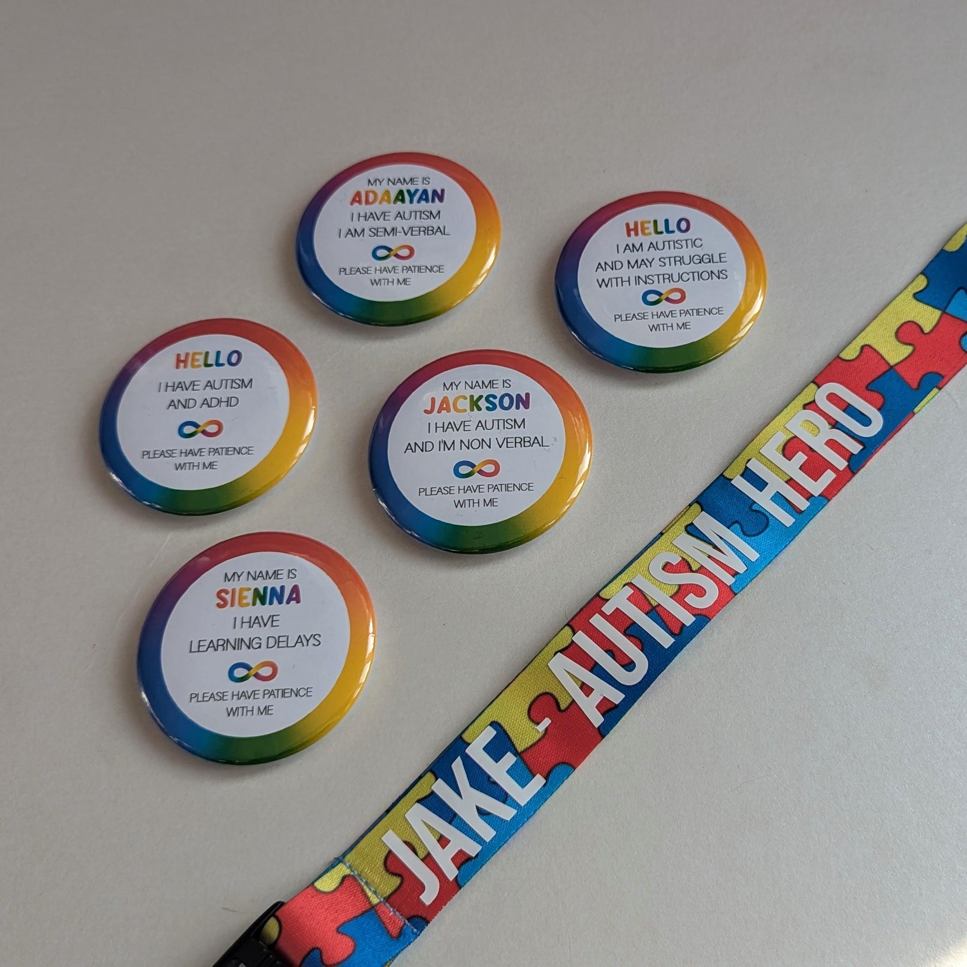 Personalised Autism Badge | SEN Badge | Autism ADHRButton Badge | Deaf, hearing impaired, diabetic, disability badge | Medical Alert Pin