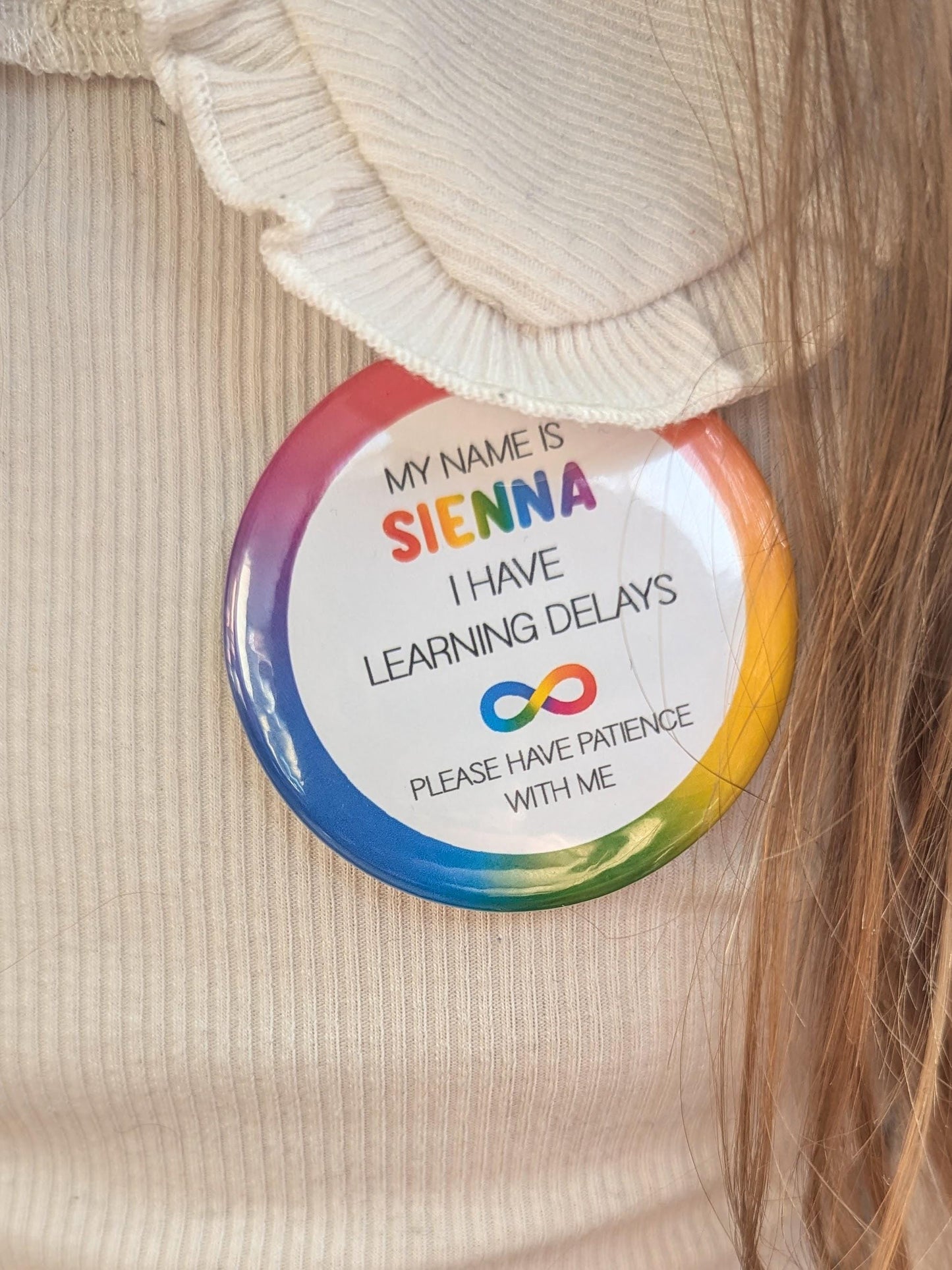 Personalised Autism Badge | SEN Badge | Autism ADHRButton Badge | Deaf, hearing impaired, diabetic, disability badge | Medical Alert Pin