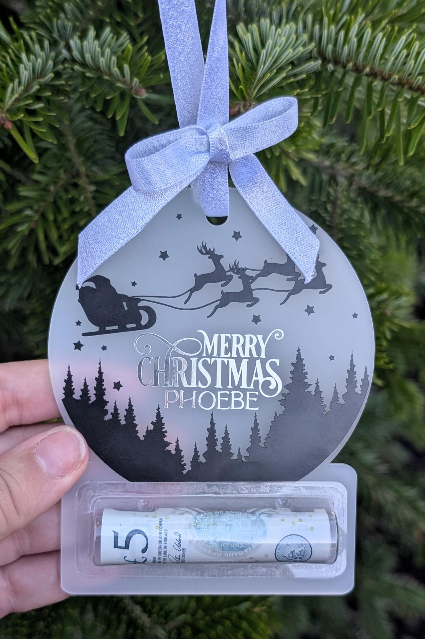 Personalised Christmas Money Tree Decoration | Cash Gift Bauble | Personalized Xmas Bauble | Gifting Money | Personalized Christmas Ornament