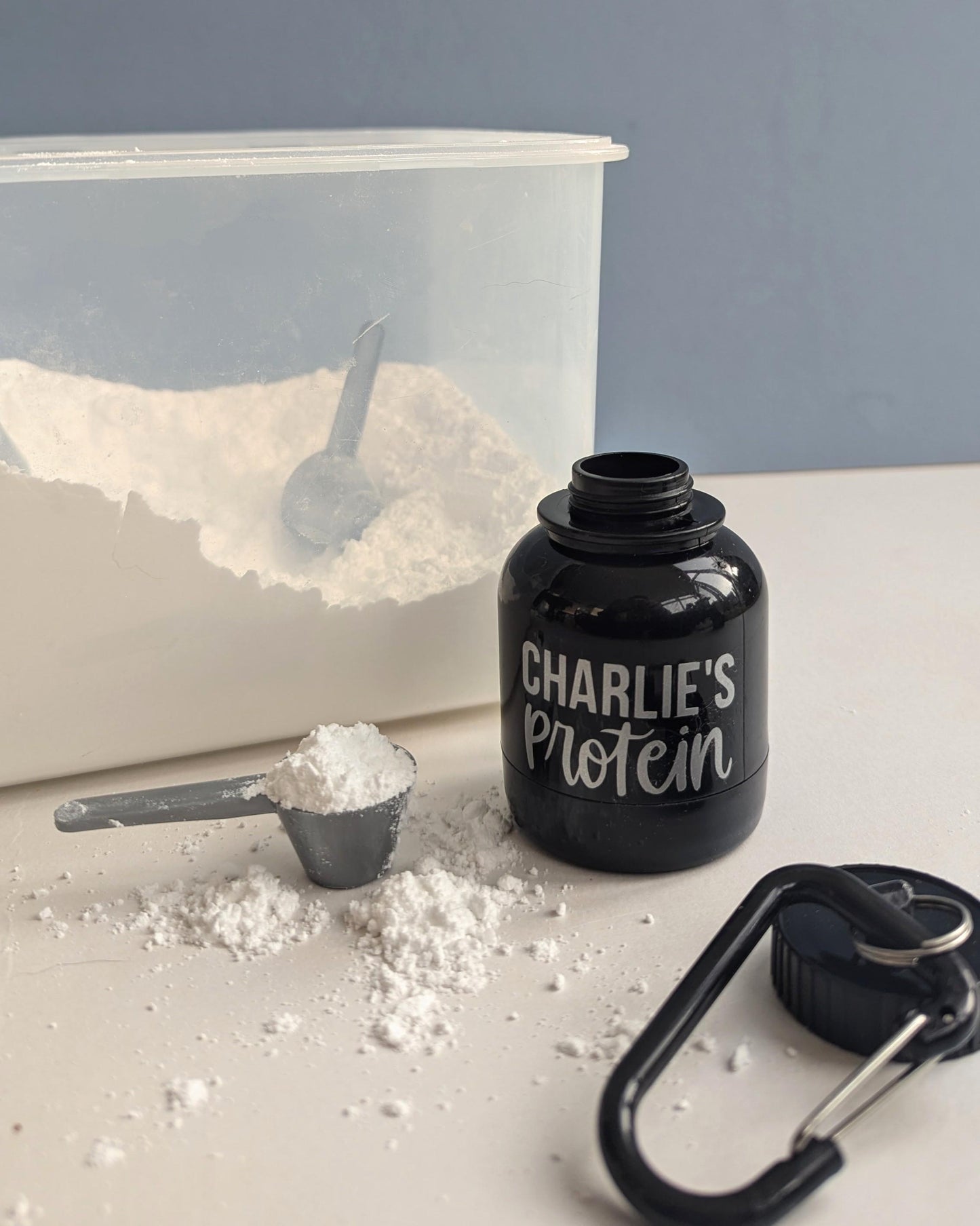 Personalised Travel Protein Powder Container | Gym Lover Gift | Fitness Freak | Protein Shake Gift | Creatine, Pre Workout Supplement 100g