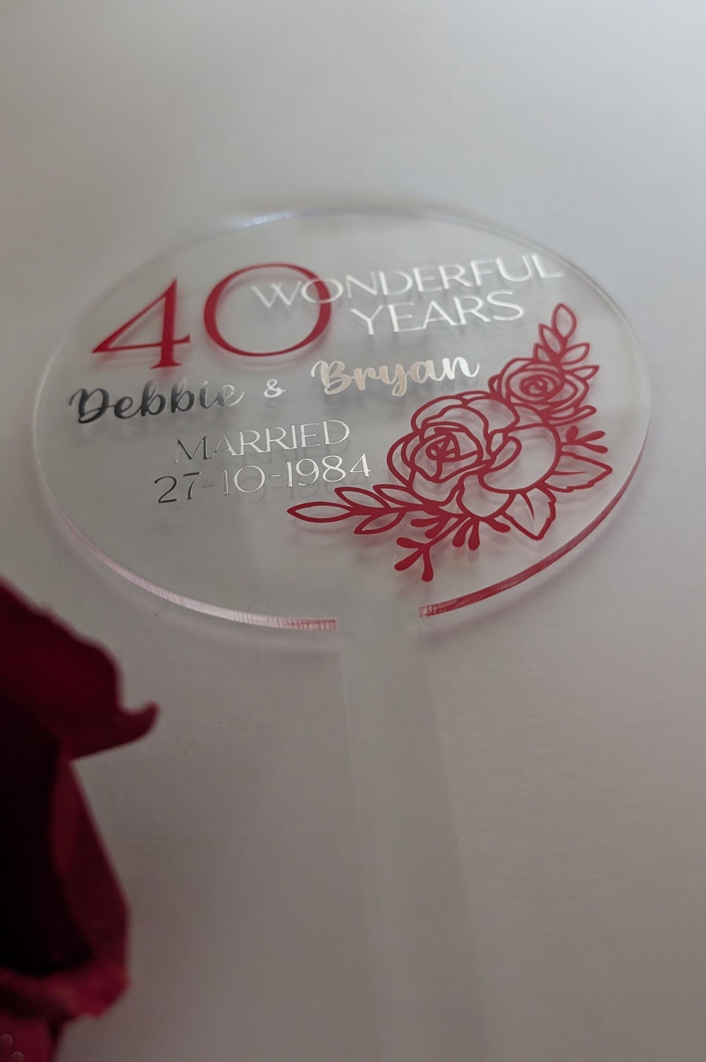 Personalised Acrylic Anniversary Cake Topper | Custom Cake Decoration | Any Wording, Any Colour | Cake Decorator | 10, 20, 30, 40, 50 years