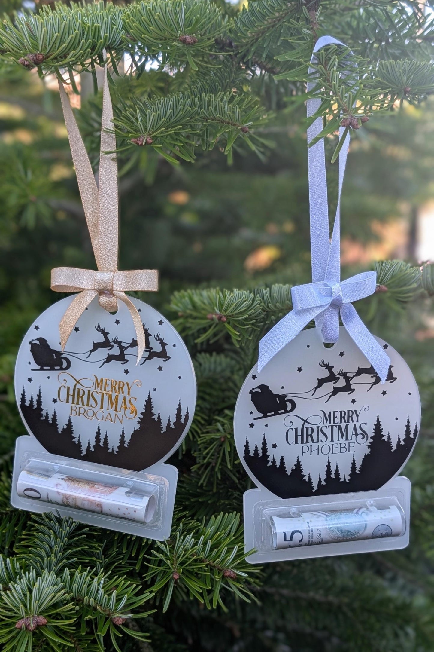 Personalised Christmas Money Tree Decoration | Cash Gift Bauble | Personalized Xmas Bauble | Gifting Money | Personalized Christmas Ornament