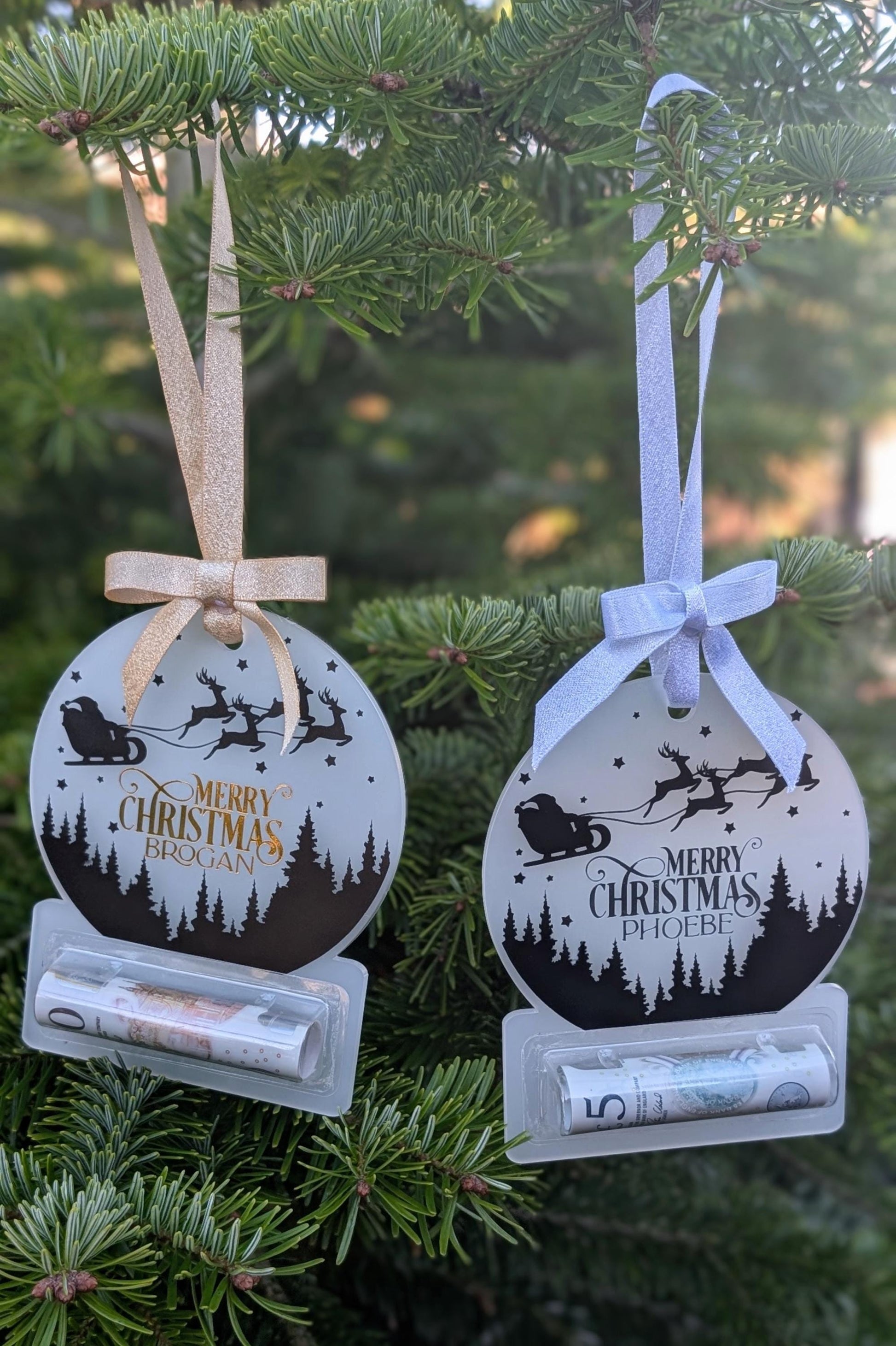 Personalised Christmas Money Tree Decoration | Cash Gift Bauble | Personalized Xmas Bauble | Gifting Money | Personalized Christmas Ornament