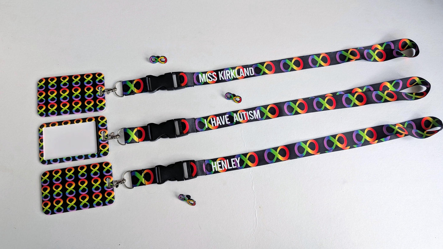 Personalised Autism Infinity Symbol Lanyard | Autistic ADHD | Teacher / Work Lanyard | ID Badge Holder | Disability Awareness