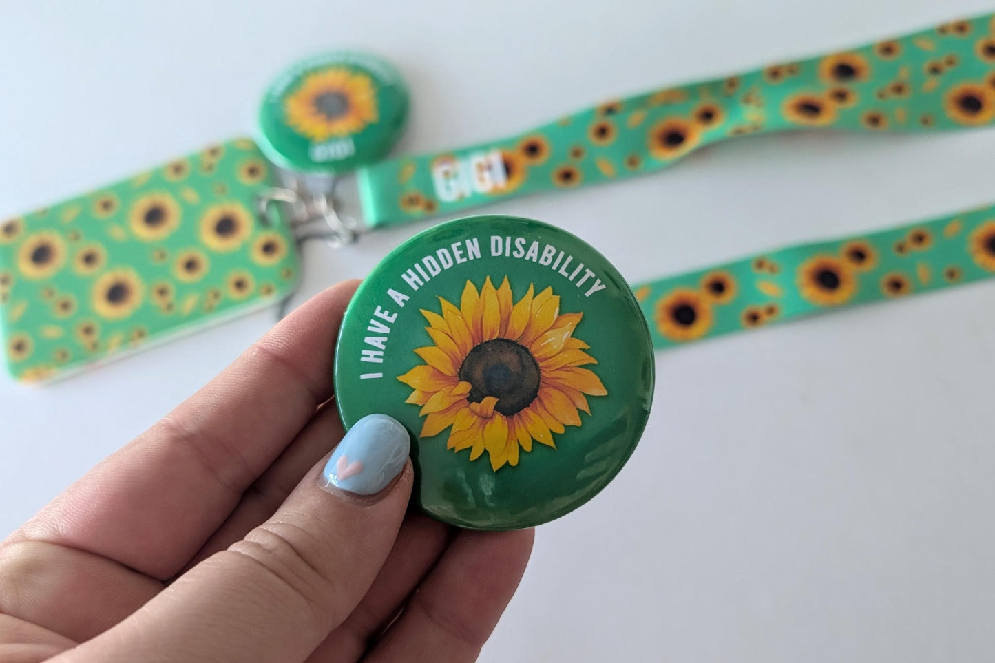 Personalised Hidden Disability Sunflower Badge | SEN Badge | Autism Button Badge | Deaf, hearing impaired, diabetic, disability badge
