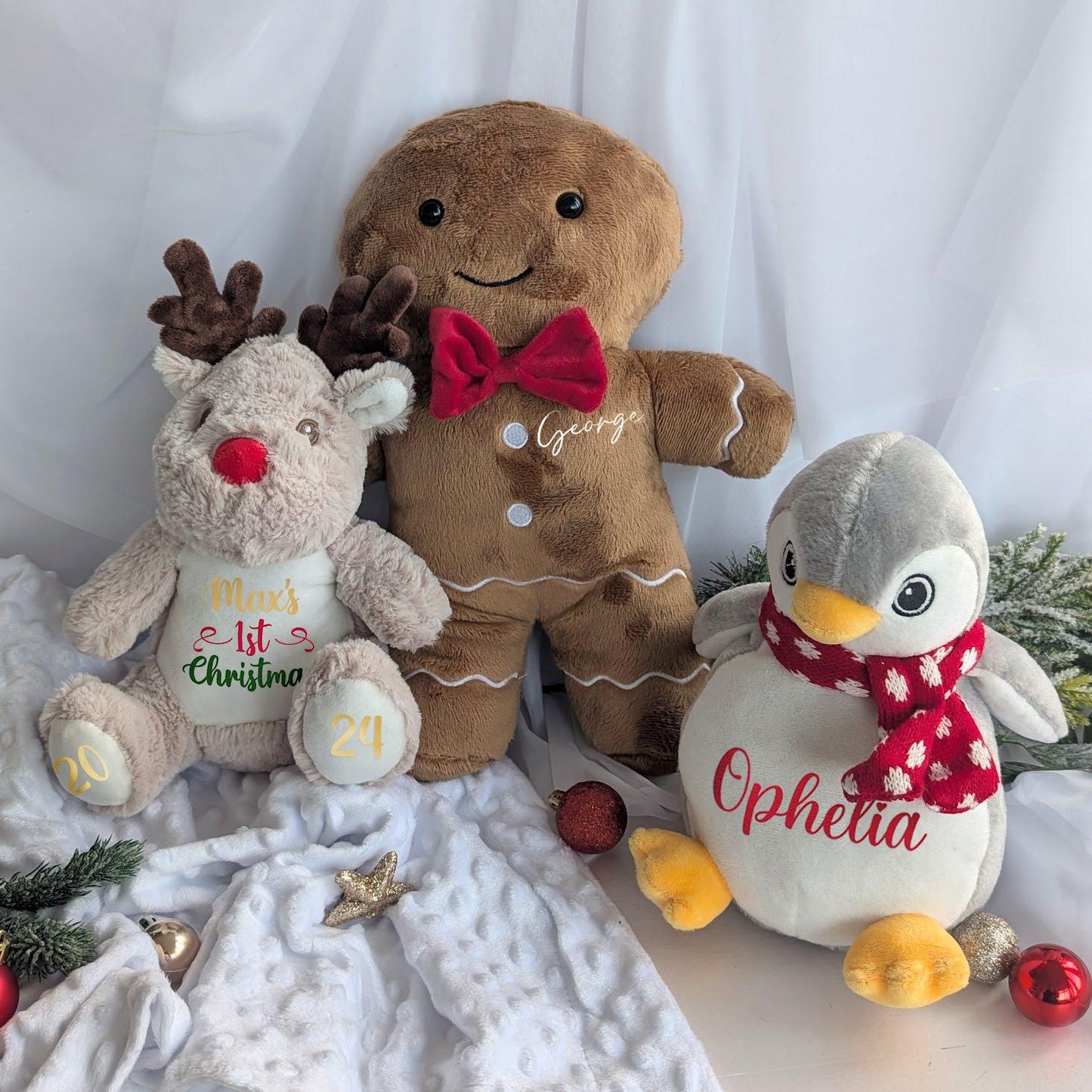 Personalised Christmas Gingerbread Man Teddy | Kids Christmas Gift | Chirtmas Eve Box | Gibgerbread Man Plush Cuddly Toy