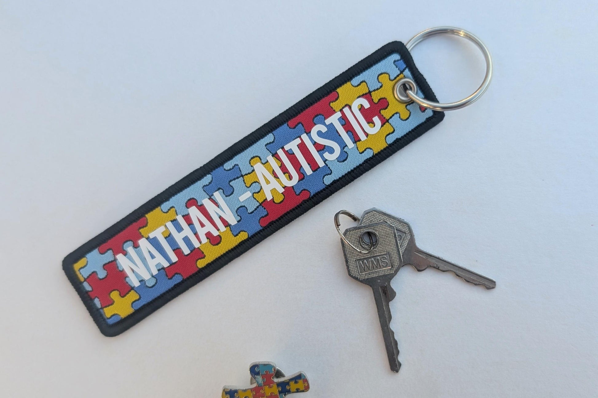Personalised Autism Awareness Key Ring | Autism Mum Dad | Autism Supporter | Autism Jigsaw Piece Key Chain | Autistic