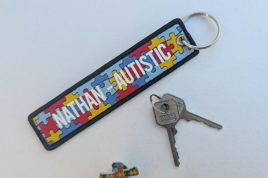Personalised Autism Awareness Key Ring | Autism Mum Dad | Autism Supporter | Autism Jigsaw Piece Key Chain | Autistic