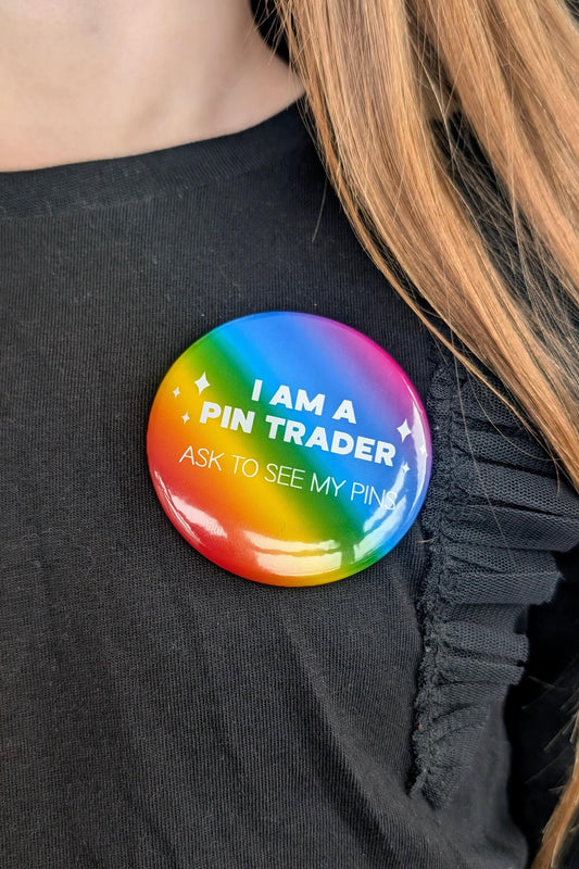 Personalised Pin Trading Badge | Pin Trader | Disney Trip Park Badge for Pin Traders | Custom Button Badge - Ask to See My Pins