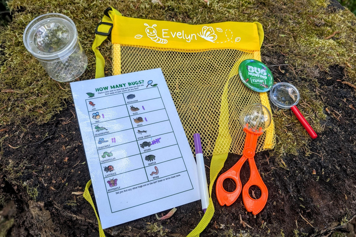 Personalised Bug Hunt Kit | Nature Bug Lover Bag | Kids Camping Activity | Outdoor Activities | Mud Garden Kit | Bug Hunting