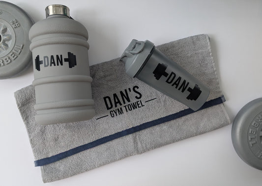 Personalised Grey Protein Shaker | New Year's Resolution | Gym Lover Gift | Gym Towel | Drinks Bottle | Fitness Freak | Healthy Shakes