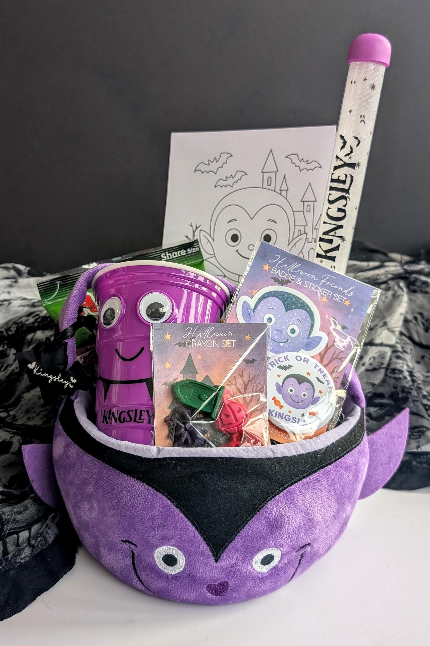 Personalised Kids Boo Basket | Halloween Bundle | Halloween Gift | Trick or Treat Basket | Halloween Hamper | Pumpkin Frankenstein Vampire