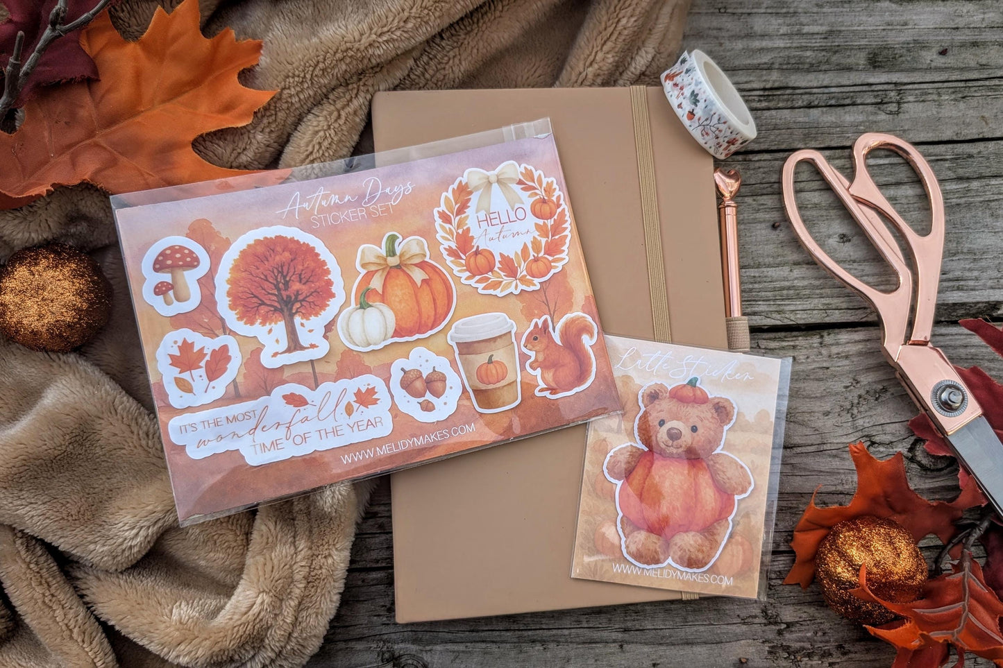 Autumn Vinyl Sticker Set | Fall Autumnal Planner Stickers | Junk Journal / Journalling Stickers / Waterproof Laminated Sticker Set