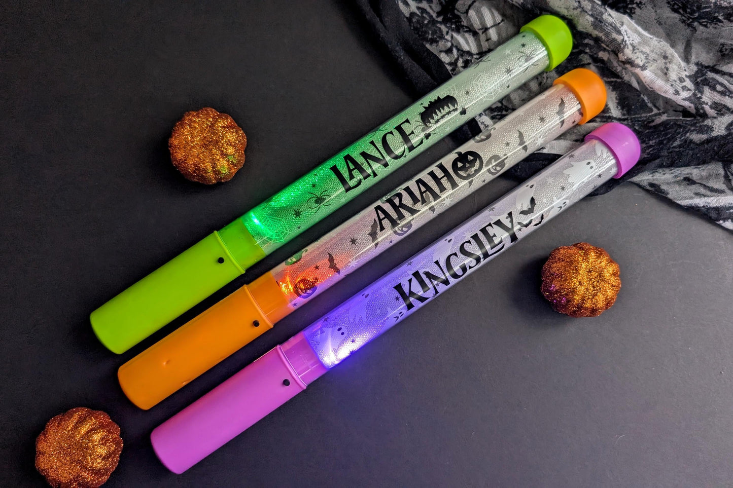 Personalised Kids Light Up Wand | Boo Basket Filler | Halloween Gift | Trick or Treat Gift | Pumpkin Frankenstein Vampire | Children's Wand