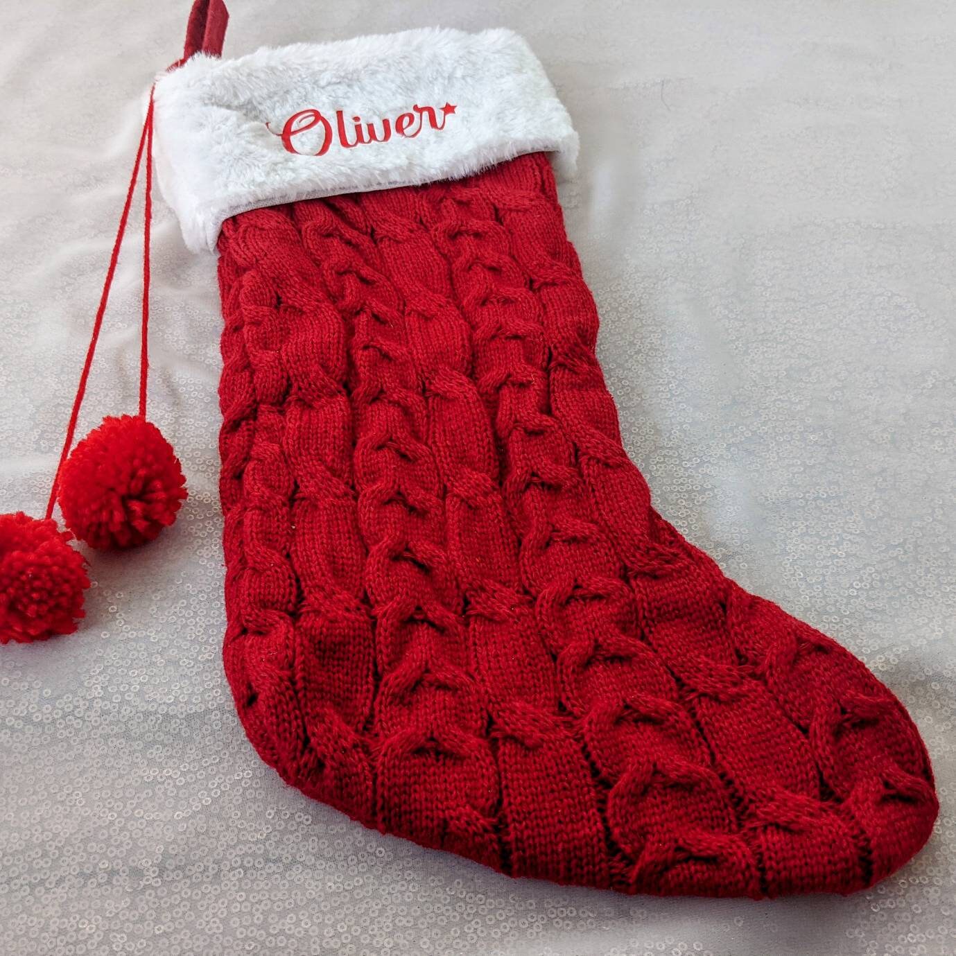 Personalised Christmas Stocking | Knitted Xmas Stocking | Christmas Decorations | Christmas Gifting | Kids Christmas Gift | Family Stocking