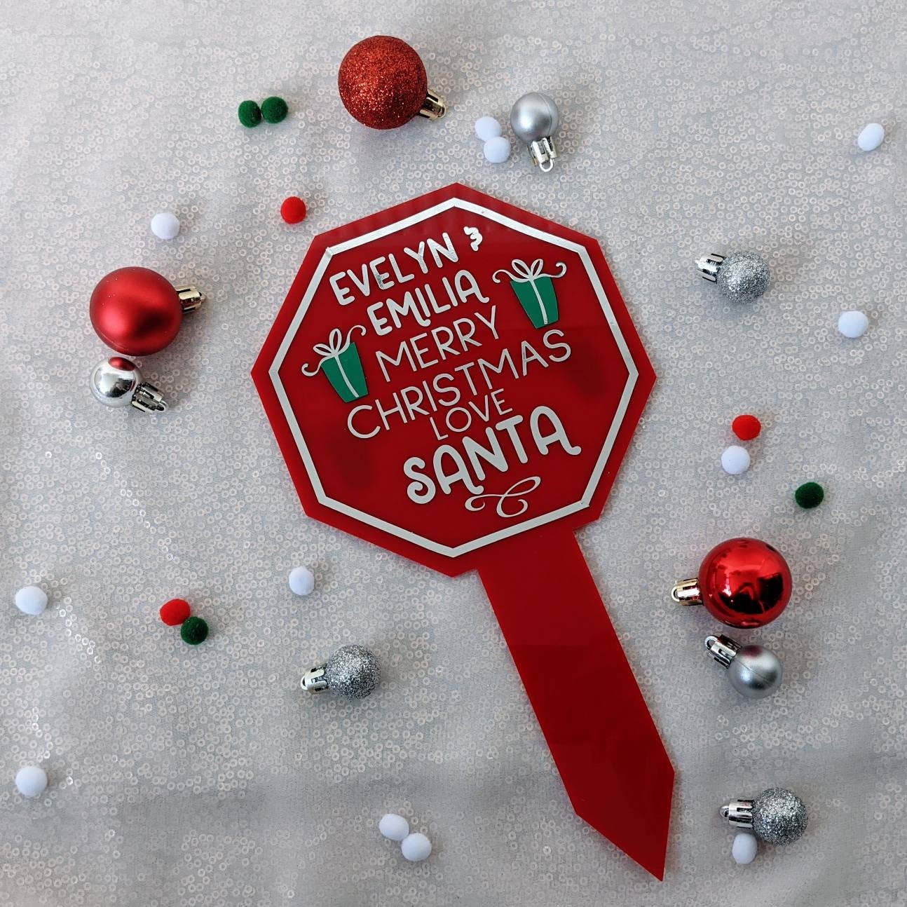 Personalised Santa Stop Here Sign | Christmas Garden Sign Decor | Kids Christmas Decoration | Xmas Sign | Lawn Decoration | Outside Decor