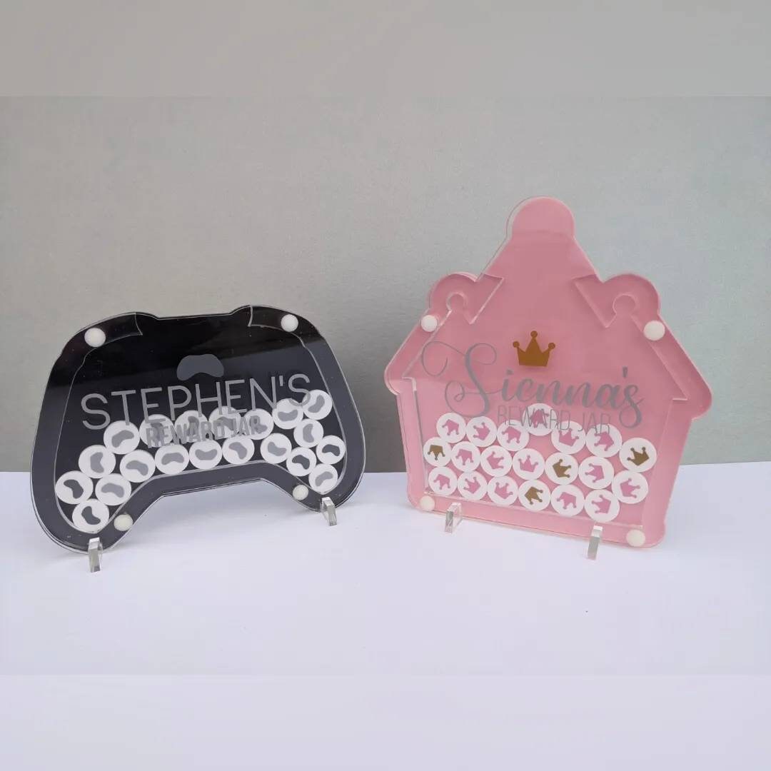 Personalised Kids Castle Reward Jar | Reinforce Positive Behaviour | Visual Tool for Behaviour | Reward Tokens | Child Development Tool