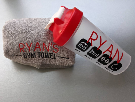 Personalised Gym Towel | New Year's Resolution | Gym Lover Gift | Fitness Towel Fitness Freak | Healthy Living Weight Loss | Protein Shaker