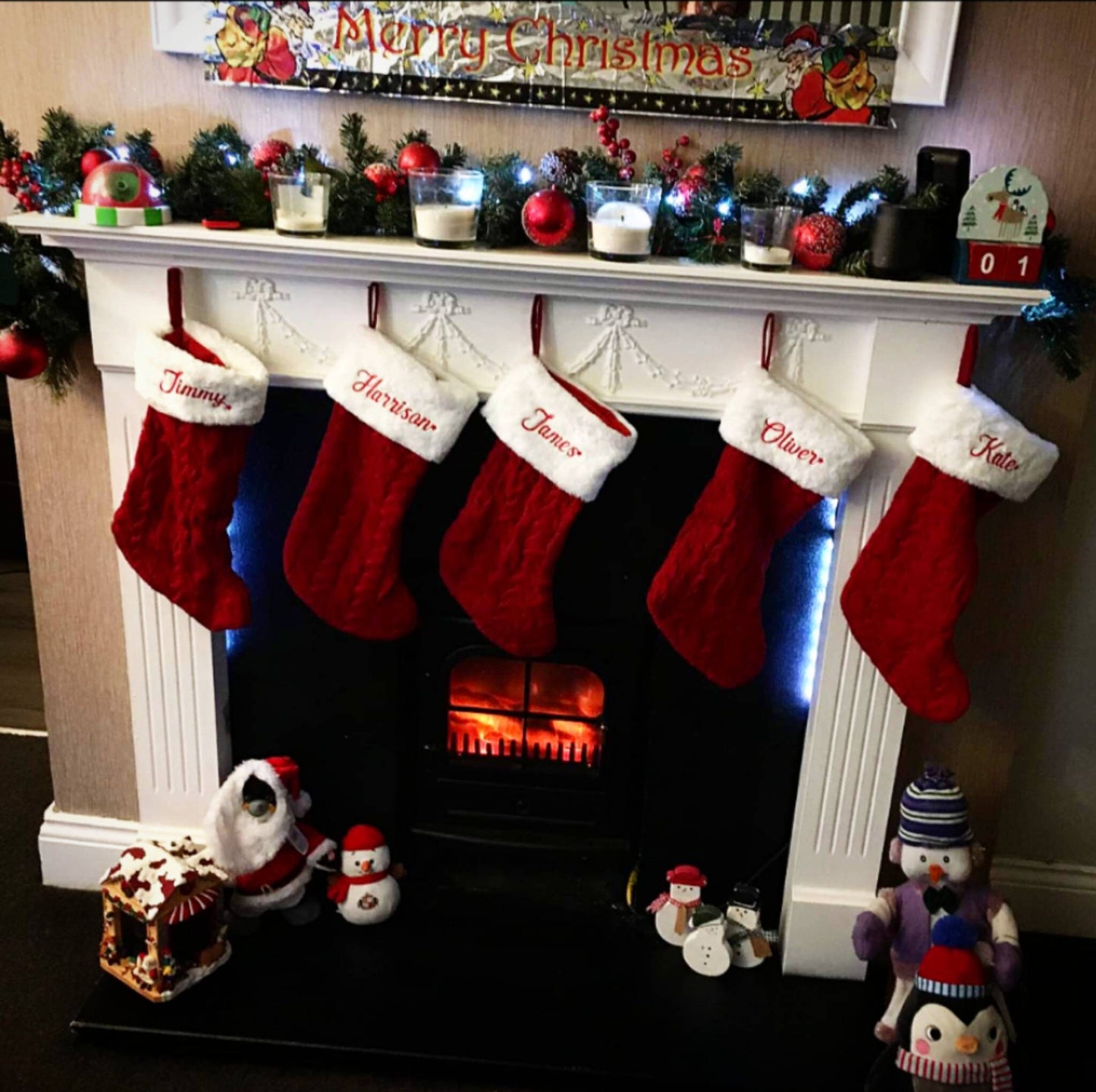 Personalised Christmas Stocking | Knitted Xmas Stocking | Christmas Decorations | Christmas Gifting | Kids Christmas Gift | Family Stocking