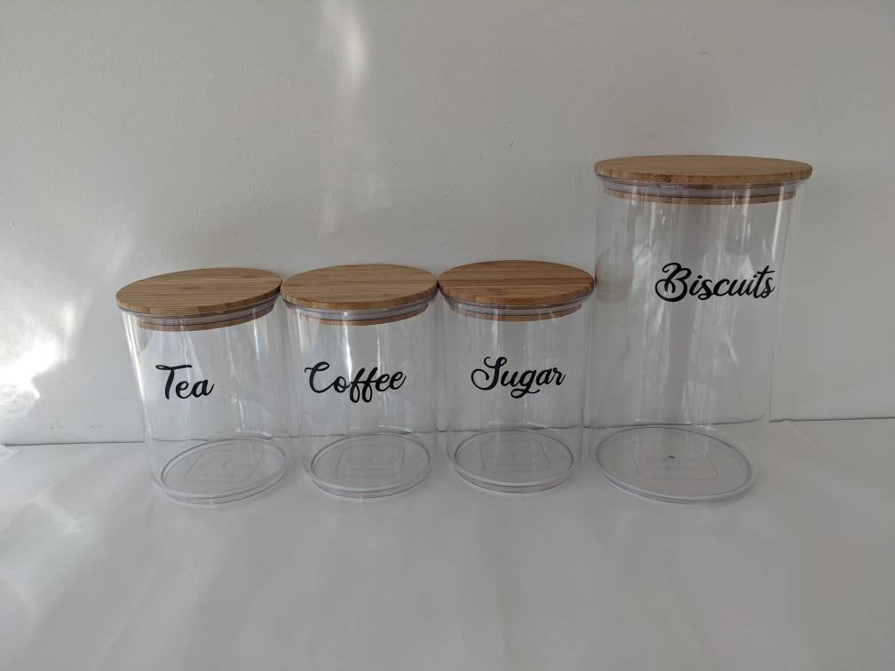 Personalised Kitchen Jars | Custom Labels | New Year's Resolution | Kitchen Canister Organisation | Pasta Spaghetti Rice Dry Food Jars