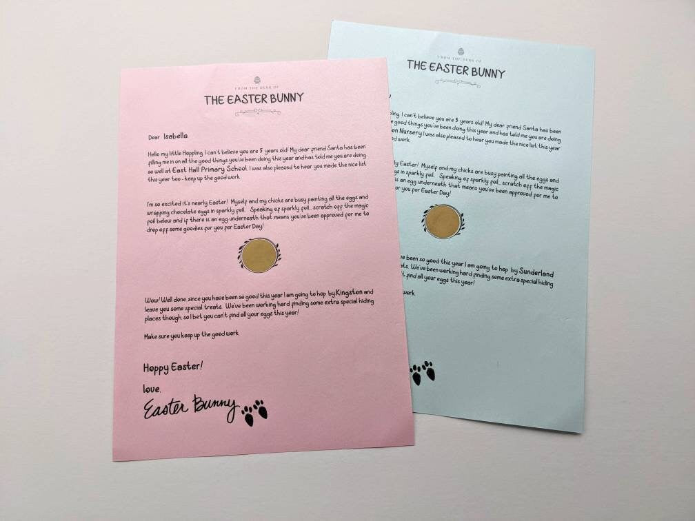 Personalised Letter from Easter Bunny | Easter Mail | Custom Letter and Envelope | Wax Seal | Scratch Card | Easter Egg Hunt | Kids Letter