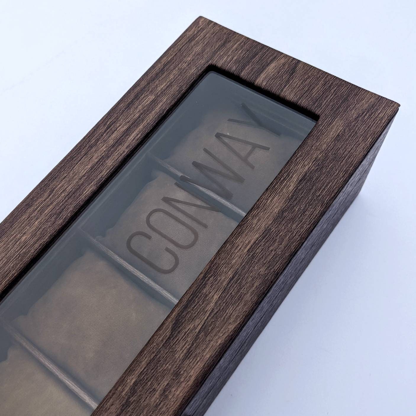Personalised Wooden Effect Watch Box | Luxe Line | Luxury ModernWatch Storage | | Gifts for Men | Brother Dad Husband Boyfriend Son Gift