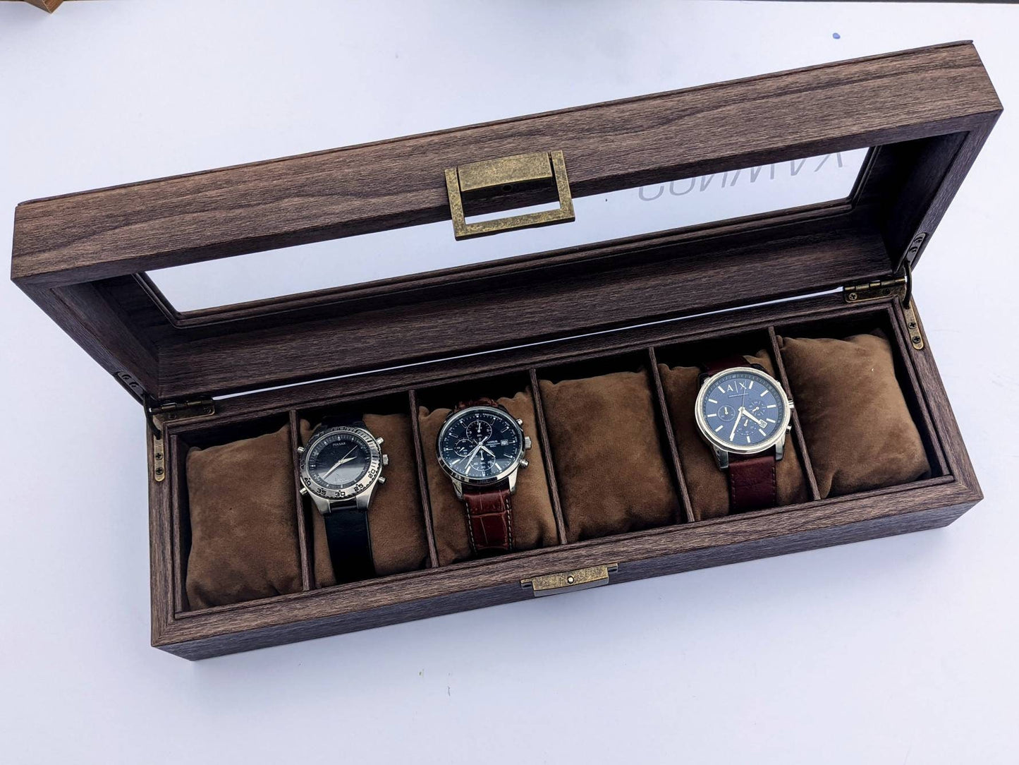 Personalised Wooden Effect Watch Box | Luxe Line | Luxury ModernWatch Storage | | Gifts for Men | Brother Dad Husband Boyfriend Son Gift