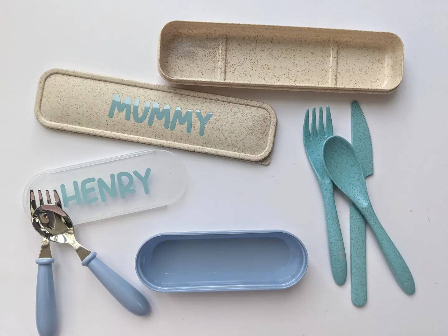 Personalised Baby Reusable Travel Cutlery Set | Eco Friendly | Work / School Lunch | Mama and Me | Weaning Custom Baby Fork and Spoon Set