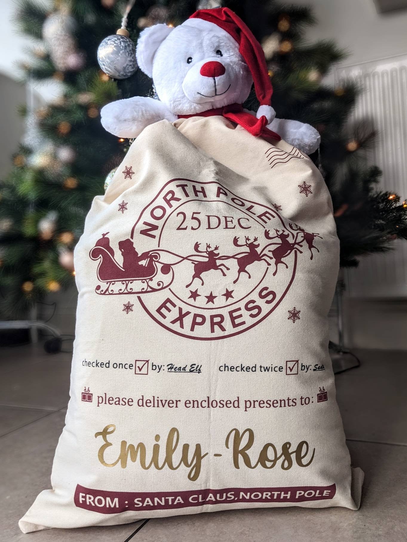 Personalised Christmas Stocking | Knitted Xmas Stocking | Christmas Decorations | Christmas Gifting | Kids Christmas Gift | Family Stocking