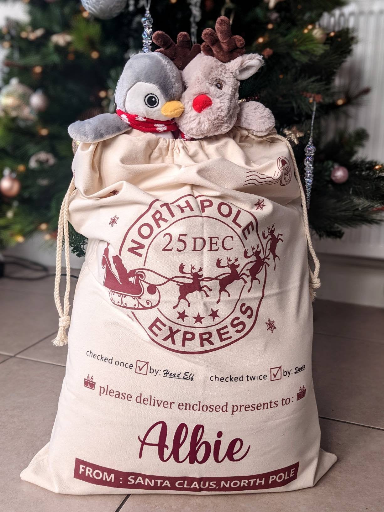 Personalised Christmas Stocking | Knitted Xmas Stocking | Christmas Decorations | Christmas Gifting | Kids Christmas Gift | Family Stocking