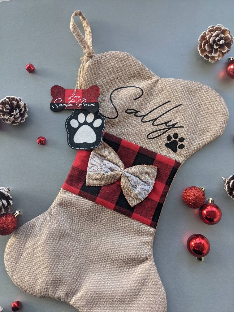 Personalised Christmas Dog Stocking |  Bone Shaped Pet Stocking | Christmas Decorations | Christmas Gifting | Pet Dog Christmas Gift Bauble