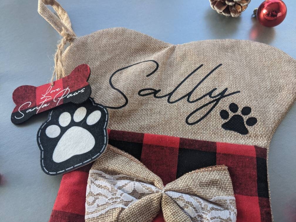 Personalised Christmas Dog Stocking | Bone Shaped Pet Stocking | Christmas Decorations | Christmas Gifting | Pet Dog Christmas Gift Bauble