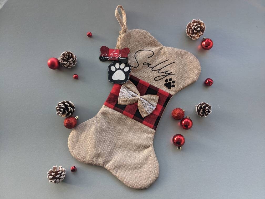 Personalised Christmas Dog Stocking |  Bone Shaped Pet Stocking | Christmas Decorations | Christmas Gifting | Pet Dog Christmas Gift Bauble
