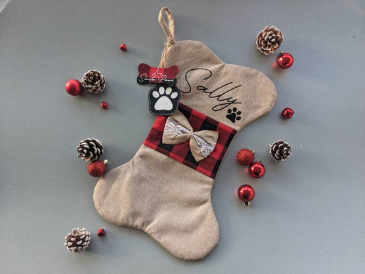 Personalised Christmas Dog Stocking |  Bone Shaped Pet Stocking | Christmas Decorations | Christmas Gifting | Pet Dog Christmas Gift Bauble