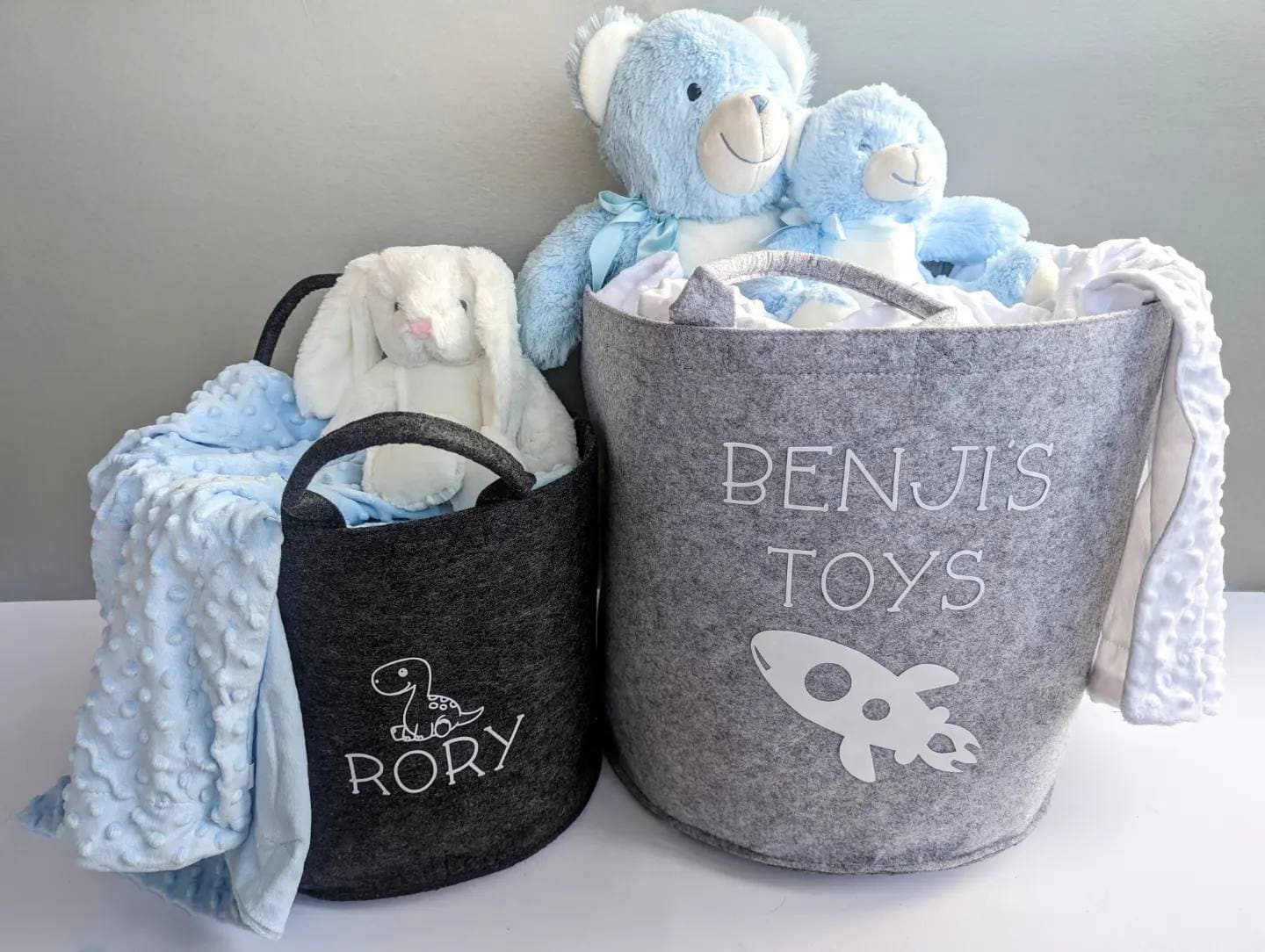 Personalised Felt Toy Basket Potable Storage Hamper Nursery Organiser New Mum Felt Baby Storage Bag New Baby Storage Kids Toys