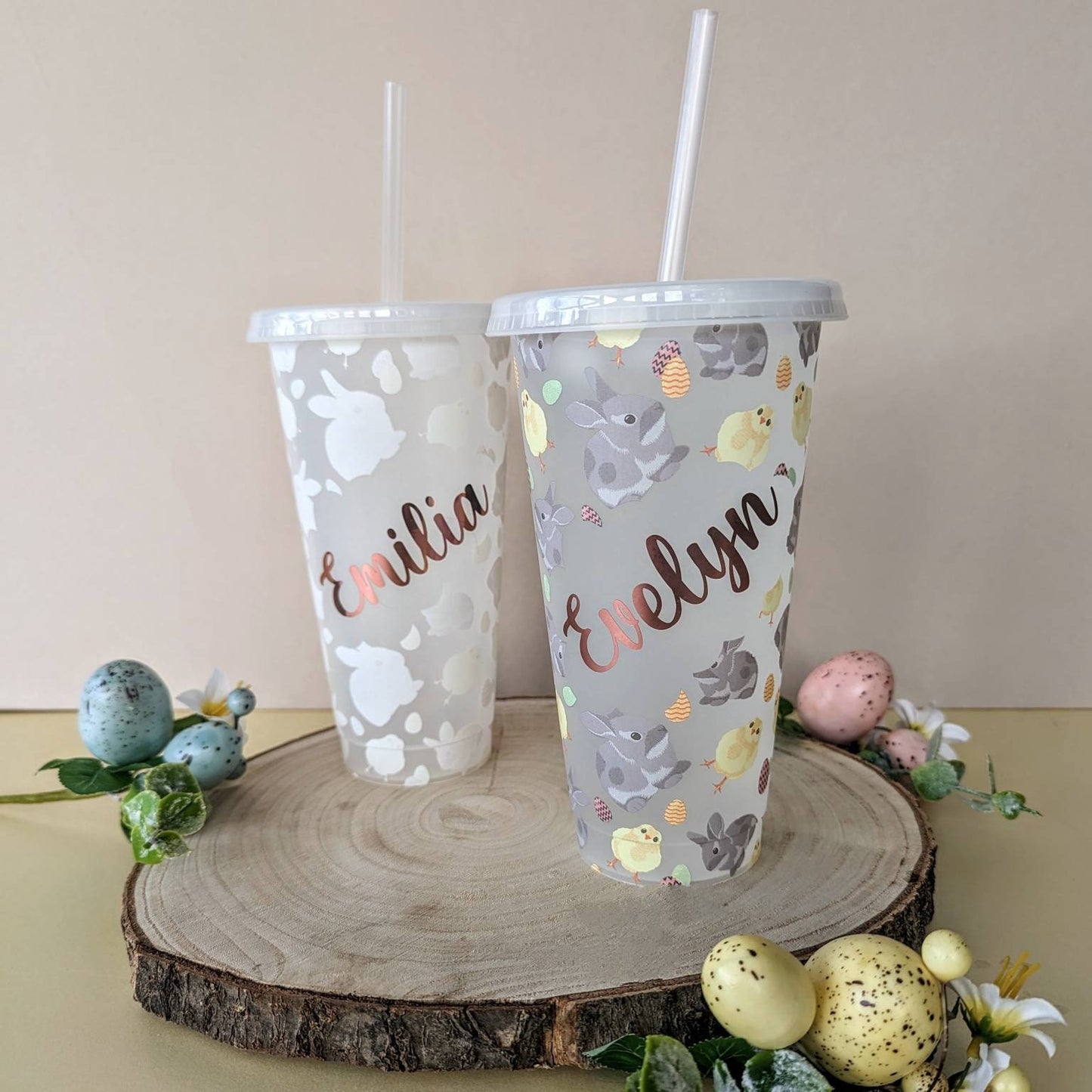 Personalised Colour Easter Bunny Print Cold Cup (24oz) | Easter Basket | Changes Colour with Cold Drink | Drinks Tumbler | Starbucks Style
