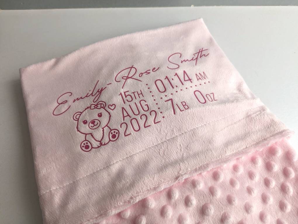 Personalised Pink Baby Girl Teddy Blanket | Newborn Gift | Nursery Decor | Name Reveal | New Baby Girl | Hospital Bag | Hello World |New Mum
