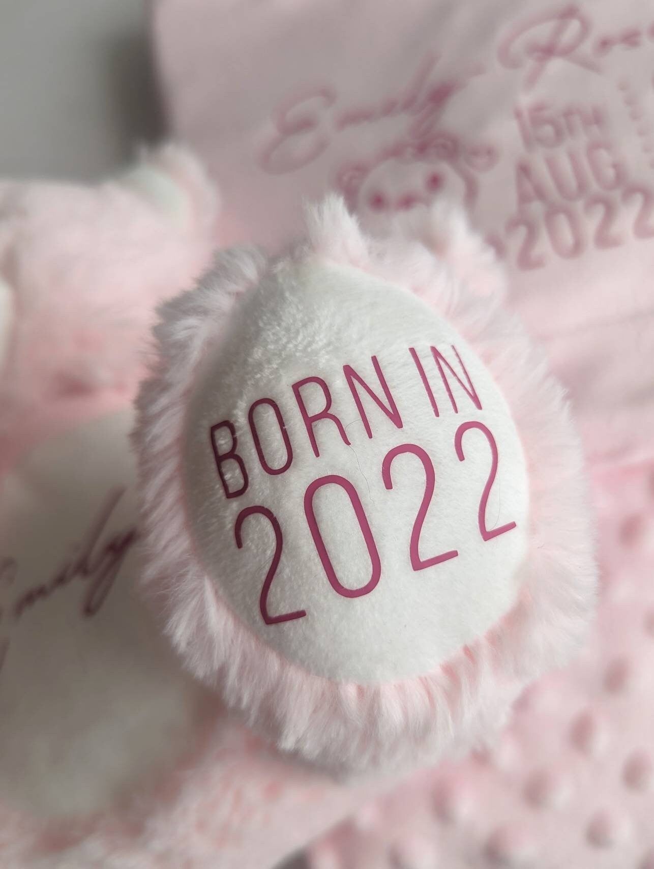 Personalised Pink Baby Girl Teddy Blanket | Newborn Gift | Nursery Decor | Name Reveal | New Baby Girl | Hospital Bag | Hello World |New Mum